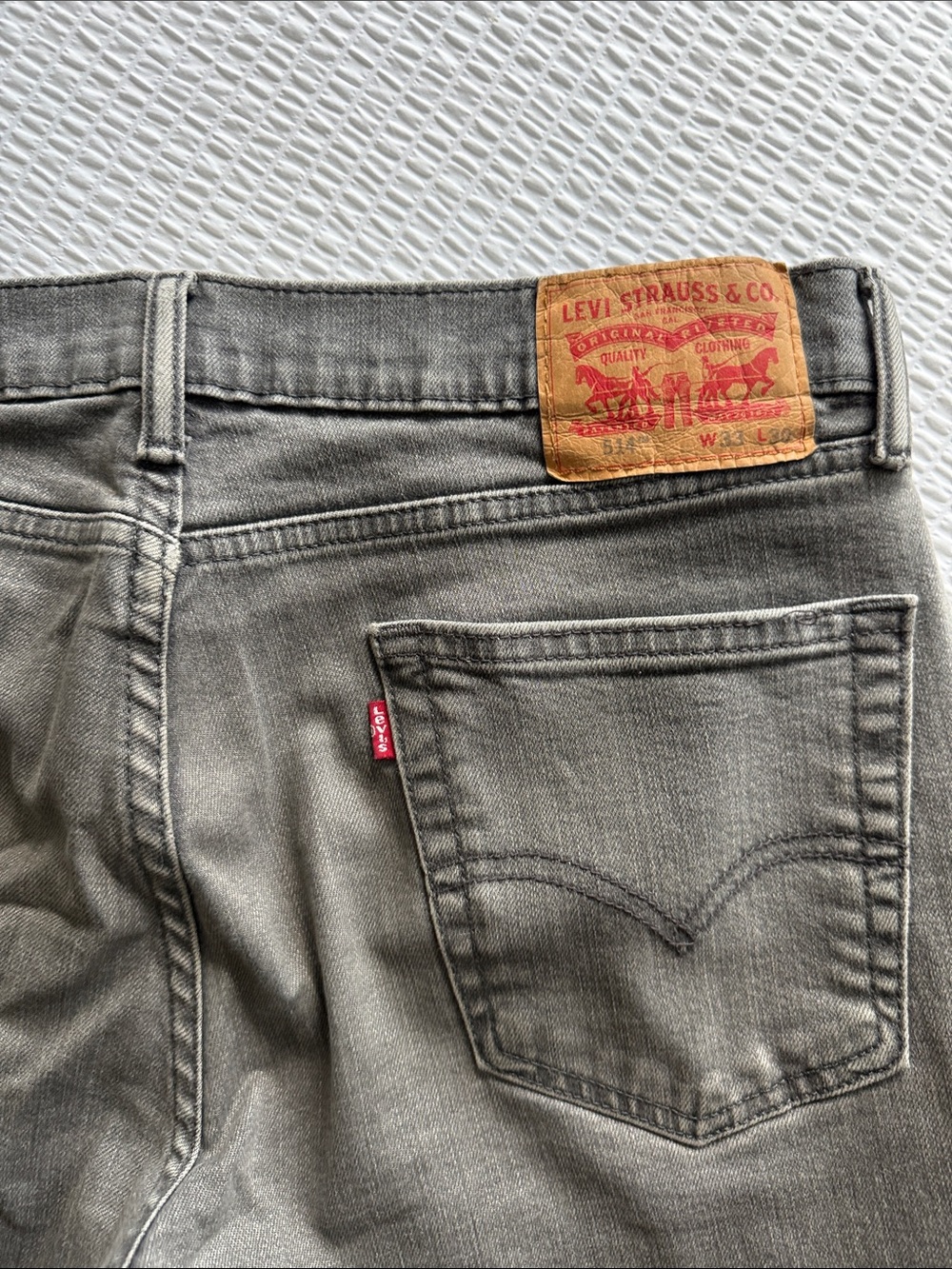 Levi's: 514 Men's Gray Denim Jeans - Classic Back Pocket Style (33x30)